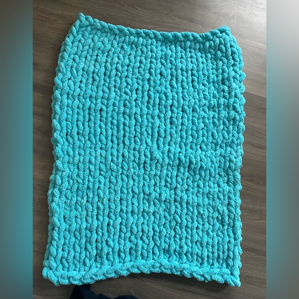 Handmade chunky knit baby blanket